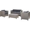 Christopher Knight Home Puerta Outdoor Wicker Sofa Set, Black