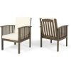 Christopher Knight Home Ray Acacia Outdoor Acacia Wood Club Chairs, Gray and Cream (Set of 2)