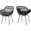 Christopher Knight Home Rodney Indoor Woven Faux Rattan Chairs with Cushions (Set of 2), Dark Gray Finish