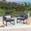 Christopher Knight Home Wally Outdoor Aluminum Club Chairs (Set of 2), Dark Gray and Black