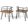 Christopher Knight Home Zion Outdoor Industrial Acacia Wood Chairs with Iron Frame, 2-Pcs Set, Teak Finish / Rustic Metal