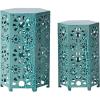 GDFStudio Elliot Outdoor 12 Inch and 14 Inch Sunburst Iron Side Table Set (Crackle Green) (301960)(Crackle Teal)