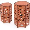 GDFStudio Great Deal Furniture (Set of 2) Utica Antique Style Orange Accent Table(Antique Orange)