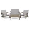 Great Deal Furniture Christopher Knight Home Camryn Outdoor 4 Seater Chat Set with Cushions, Gray Finish