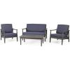 Willowbrook Outdoor 4pc Chat Set – Acacia Wood – Teak(Grey)