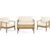 Willowbrook Outdoor 4pc Chat Set – Acacia Wood – Teak(Teak + Beige)