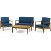 Willowbrook Outdoor 4pc Chat Set – Acacia Wood – Teak(Teak)