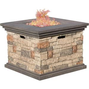 Christopher Knight Home | Crawford | Outdoor Square Propane Fire Pit with Stone