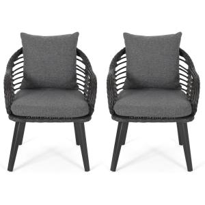 Christopher Knight Home 310008 Patio Dining Chairs, Gray + Black + Dark Gray