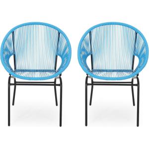 Christopher Knight Home 311065 Patio Dining Chairs, Blue + Black(Blue + Black)