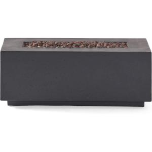 Christopher Knight Home Aidan Outdoor 40,000 BTU Rectangular Fire Pit (No Tank Holder) – Lightweight Concrete – Dark Gray