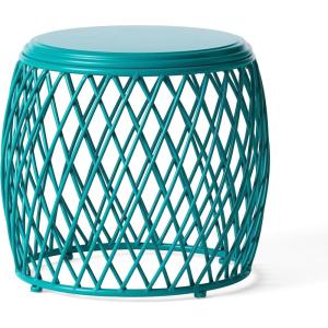 Christopher Knight Home Alamera Outdoor 19″ Lattice Iron Side Table, Matte Yellow(Alamer matte Teal)