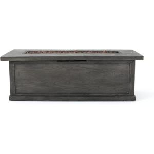 Christopher Knight Home Anchorage Outdoor 50,000 BTU Rectangular Fire Pit (No Tank Holder) – Lightweight Concrete – Gray Wood Pattern