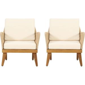 Christopher Knight Home Annisa Club Chair, Beige + Light Brown + Teak