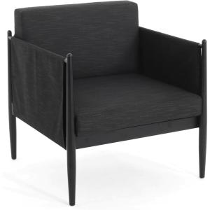 Christopher Knight Home Brookn Outdoor Contemporary Modern Patio Fabric Aluminum Frame Club Chair, Outdoor Armchair for Relaxing in Garden, Poolside, with Water Resistant and Removable Cushion, Black