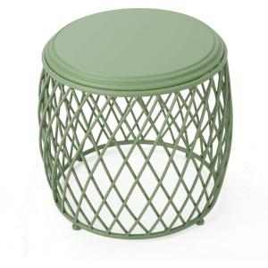Christopher Knight Home Bryony Indoor 19″ Diameter Lattice Iron Side Table, Matte Green