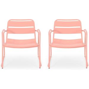 Christopher Knight Home Cowan Outdoor Dining Chair (Set of 2), Matte Coral(Matte Coral)