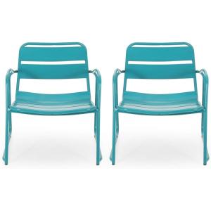 Christopher Knight Home Cowan Outdoor Dining Chair (Set of 2), Matte Coral(Matte Teal)