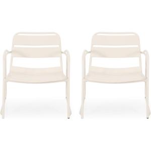 Christopher Knight Home Cowan Outdoor Dining Chair (Set of 2), Matte Coral(Matte White)