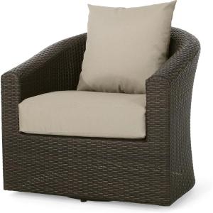 Christopher Knight Home Darius Outdoor Aluminum Framed Wicker Swivel Chair with Water Resistant Cushions, Mix Brown / Mix Khaki