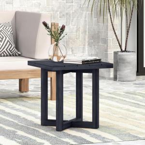 Christopher Knight Home Eella 18.25” Acacia Wood Outdoor Side Table, Square Slat Top with X-Stretcher Base, Patio Decorative End Table for Patio Balcony & Garden Decor, Easy Assembly, Black