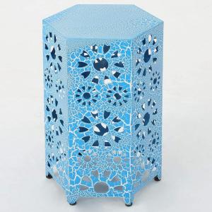 Christopher Knight Home Eliana Outdoor 12″ Sunburst Iron Side Table, Crackle Teal(Crackle Blue)