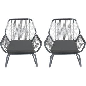 Christopher Knight Home Gloria Outdoor Rope and Steel Club Chairs (Set of 2), Gray/Gray/White