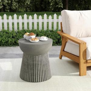 Christopher Knight Home Jaym 16.75″ H Indoor Outdoor Accent Side Table, Patio Decorative End Table, Hourglass-Shaped Lightweight Concrete Garden Stool for Patio Balcony & Garden Decor, Light Gray