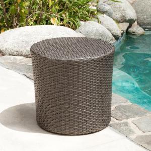 Christopher Knight Home Keaton Wicker Barrel Side Table, Dark Gray