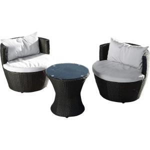 Christopher Knight Home Kono Chat Set, 3-Pcs Set, Black