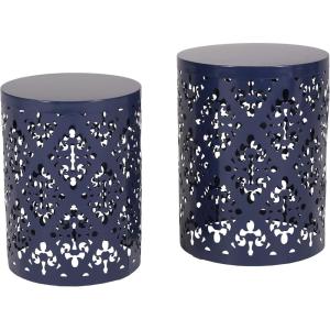 Christopher Knight Home Mathena Outdoor Side Tables – Navy Blue (Set of 2)