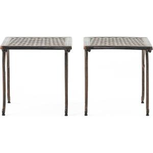 Christopher Knight Home Mckinley Outdoor Cast End Tables, 2-Pcs Set, Shiny Copper