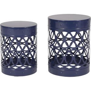 Christopher Knight Home Mellie Outdoor Side Tables – Navy Blue (Set of 2)