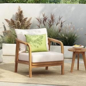 Christopher Knight Home Newell Lounge Chair Outdoor, Patio Accent Chair, Comfy Reading Single Sofa, Wooden Frame+Rope Woven+Removable Cushion, Garden/Backyard/Balcony/Poolside, Teak+Beige(Teak+beige)