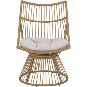 Christopher Knight Home Outdoor Wicker Chair,Patio Furniture Set,Rattan Club Chair, Woven Seating Accent Chair, Curve High Backrest with Water Resistant Cushion for Patio, Garden, Balcony, Grey(Light Brown+beige)