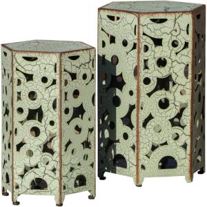 Christopher Knight Home Parrish Iron Accent Tables, 2-Pcs Set, Antique Green