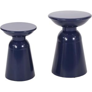 Christopher Knight Home Pelon Outdoor Side Tables – Navy Blue (Set of 2)
