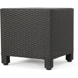 Christopher Knight Home Puerta Outdoor Wicker Side Table, Dark Brown