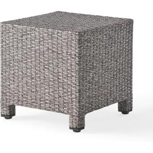Christopher Knight Home Puerta Outdoor Wicker Side Table, Mixed Black