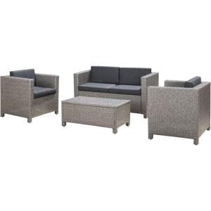 Christopher Knight Home Puerta Outdoor Wicker Sofa Set, Black