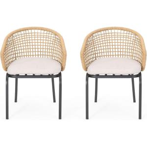 Christopher Knight Home Xanthe Outdoor Club Chair, Light Brown, Beige, Black