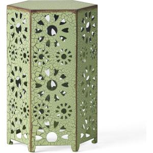 GDFStudio Elliot Outdoor 14 Inch Sunburst Iron Side Table (Crackle Green)(Crackle Green)