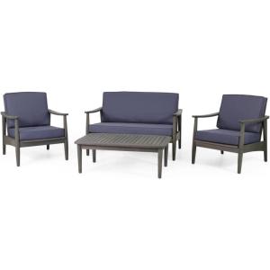 Willowbrook Outdoor 4pc Chat Set – Acacia Wood – Teak(Grey)