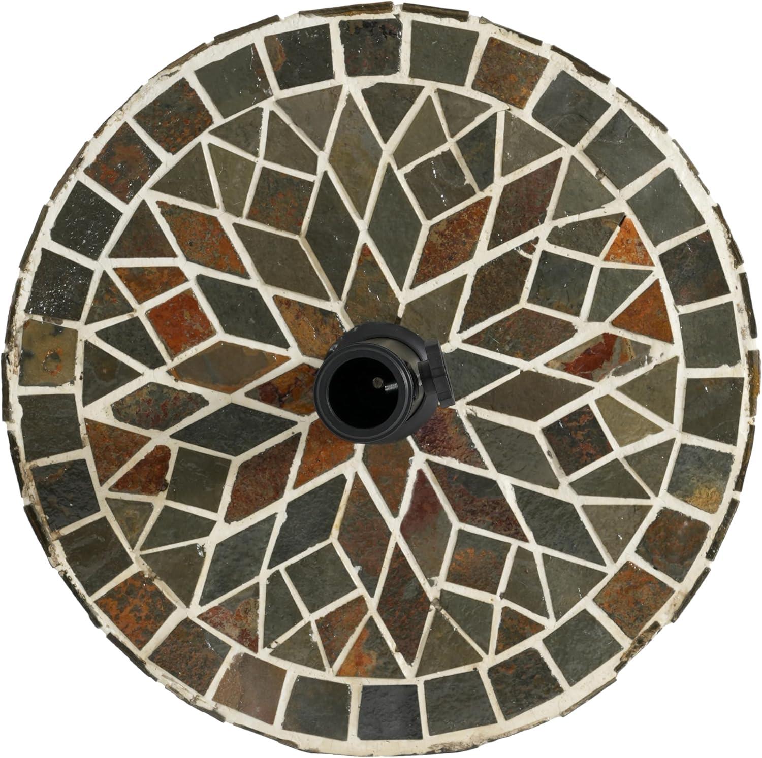 image:imageChristopher Knight Home Enzo Patio Umbrella Base with Adjustment Knob Heavy Duty Patio Umbrella Stand Outdoor Base Concrete Iron Outdoor Umbrella Stand with Unique Mosaic Pattern Black Brown