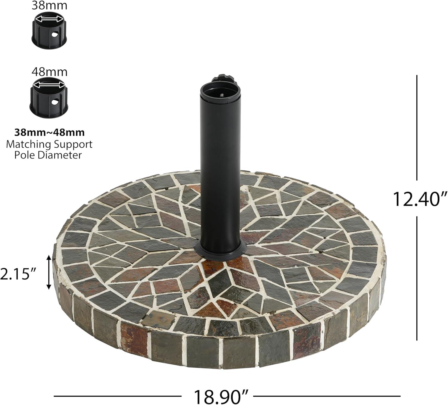 image:imageChristopher Knight Home Enzo Patio Umbrella Base with Adjustment Knob Heavy Duty Patio Umbrella Stand Outdoor Base Concrete Iron Outdoor Umbrella Stand with Unique Mosaic Pattern Black Brown