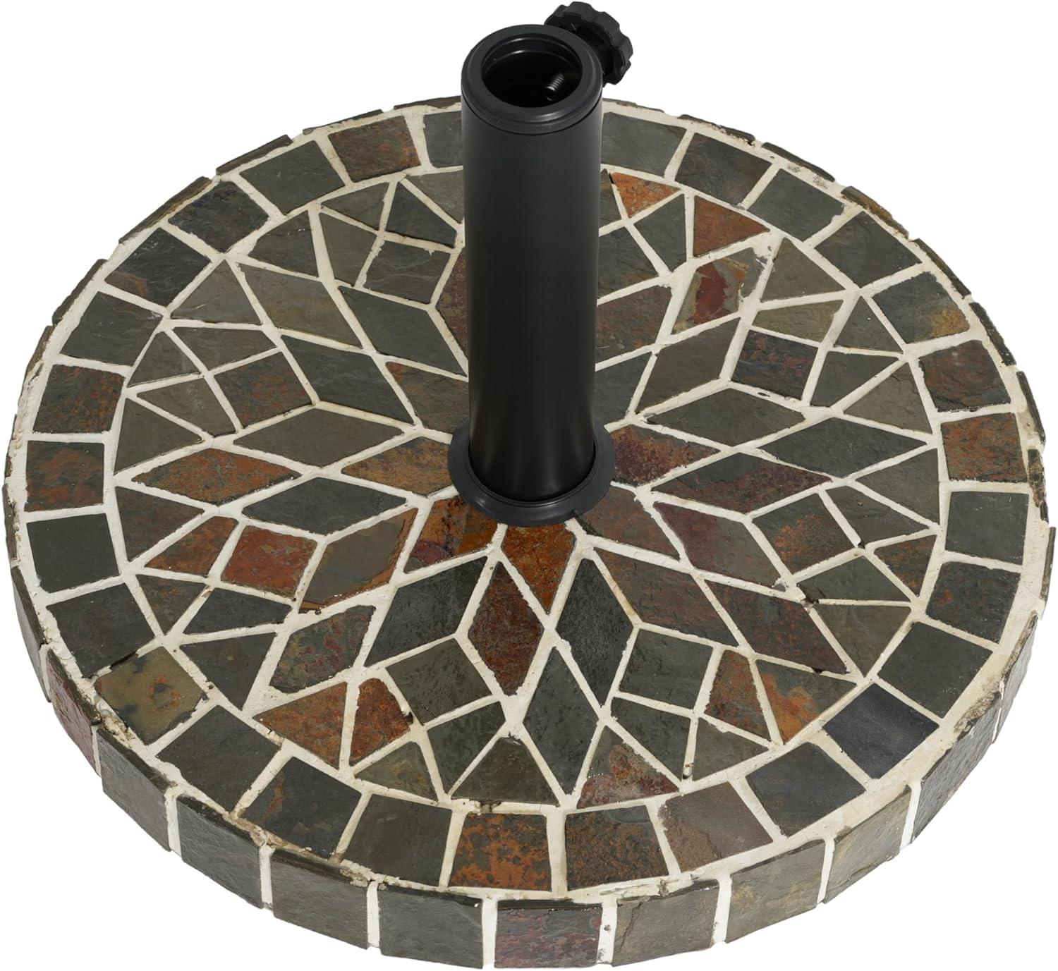 image:imageChristopher Knight Home Enzo Patio Umbrella Base with Adjustment Knob Heavy Duty Patio Umbrella Stand Outdoor Base Concrete Iron Outdoor Umbrella Stand with Unique Mosaic Pattern Black Brown