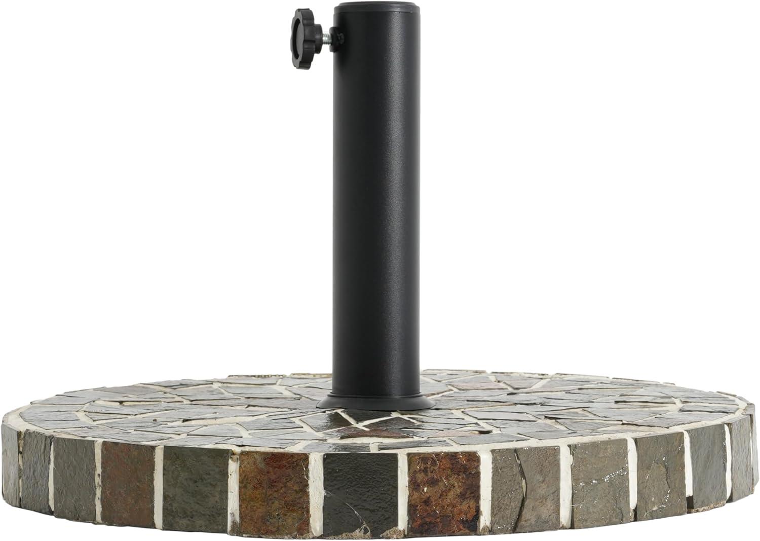 image:imageChristopher Knight Home Enzo Patio Umbrella Base with Adjustment Knob Heavy Duty Patio Umbrella Stand Outdoor Base Concrete Iron Outdoor Umbrella Stand with Unique Mosaic Pattern Black Brown