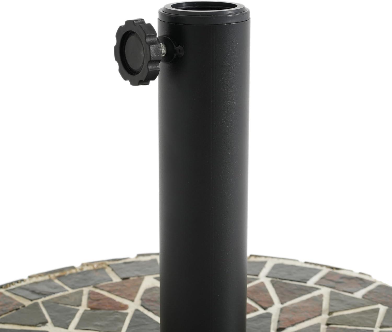 image:imageChristopher Knight Home Enzo Patio Umbrella Base with Adjustment Knob Heavy Duty Patio Umbrella Stand Outdoor Base Concrete Iron Outdoor Umbrella Stand with Unique Mosaic Pattern Black Brown