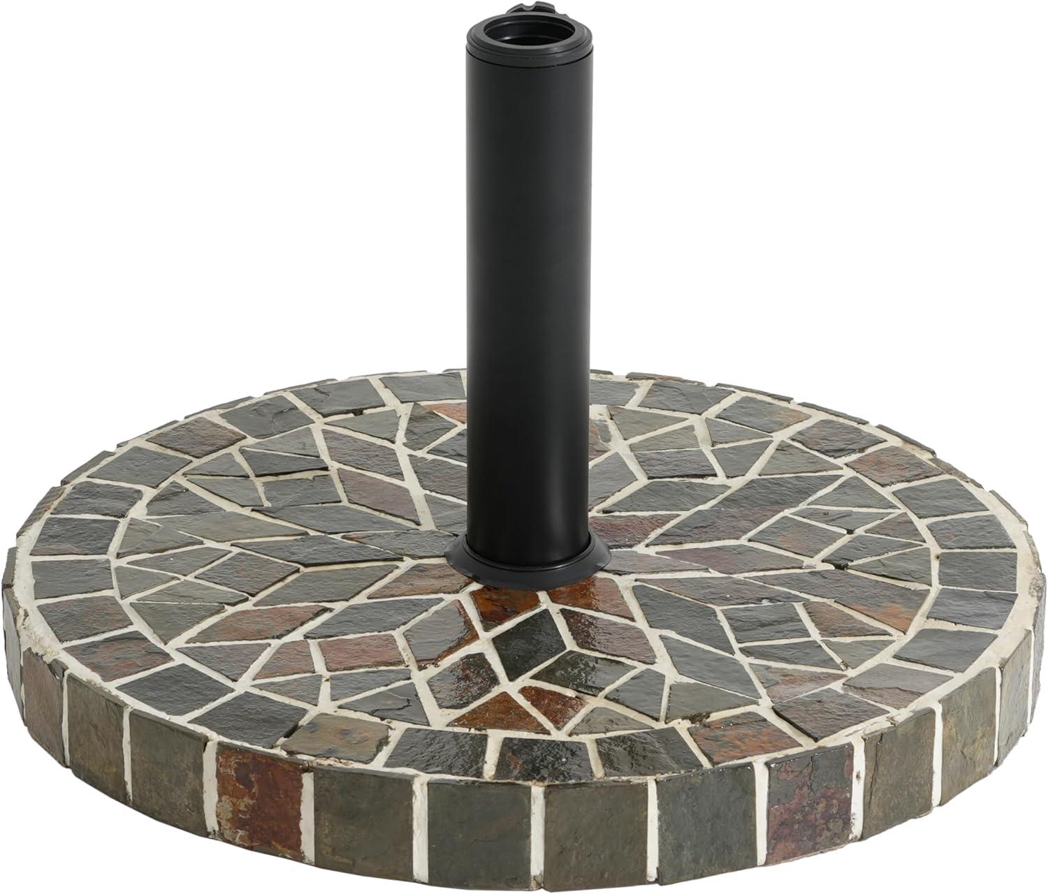 image:imageChristopher Knight Home Enzo Patio Umbrella Base with Adjustment Knob Heavy Duty Patio Umbrella Stand Outdoor Base Concrete Iron Outdoor Umbrella Stand with Unique Mosaic Pattern Black Brown