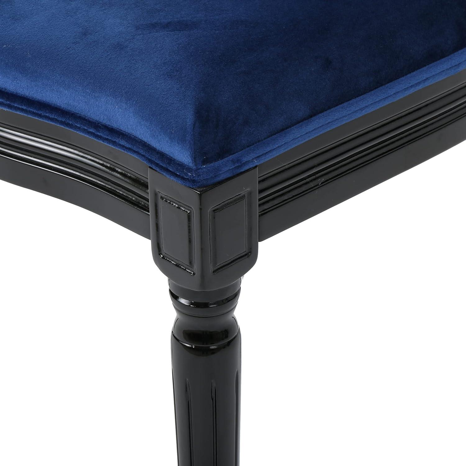 image:imageChristopher Knight Home Camille Traditional Velvet Dining Chairs 2Pcs Set Navy Blue Gloss BlackNavy Blue Gloss Black